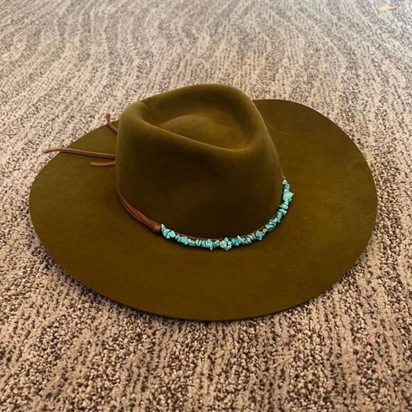 New Free People Montana Turquoise Wrap Felt Hat M - Picture 2 of 11